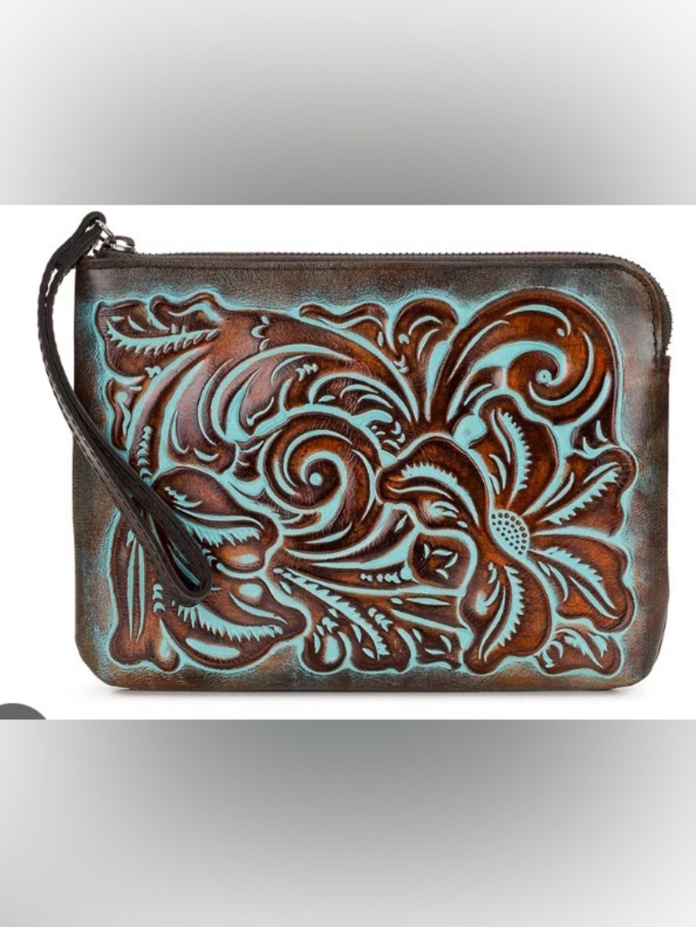Patricia Nash tooled Leather wristlet/pouch